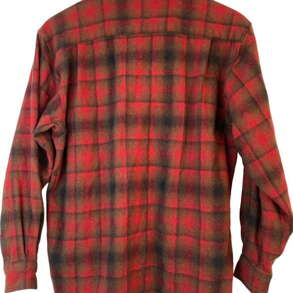 Pendleton Wool Red Plaid Over Shirt Mens Size M - Picture 3 of 6